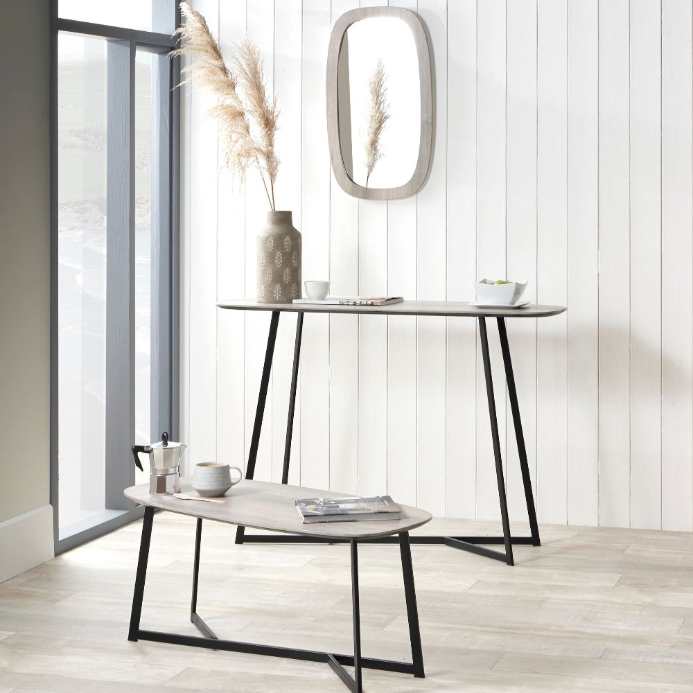 Ukiah Grey Oak Veneer Console Table