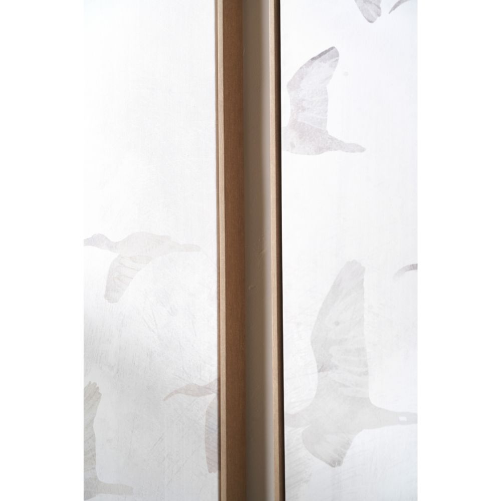 Birds Canvases Natural and White with Natural Frames (Set of 3)