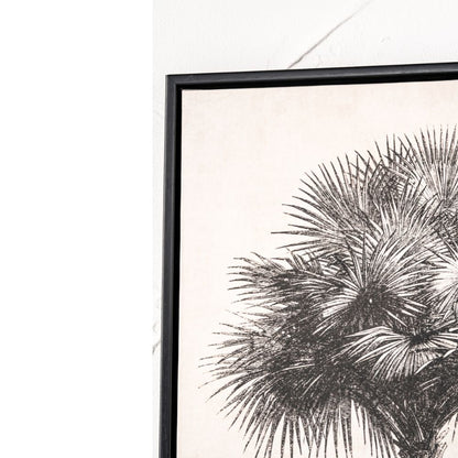 Canvases Natural and Black Palm Tree Print with Black Frames (Set of 3)