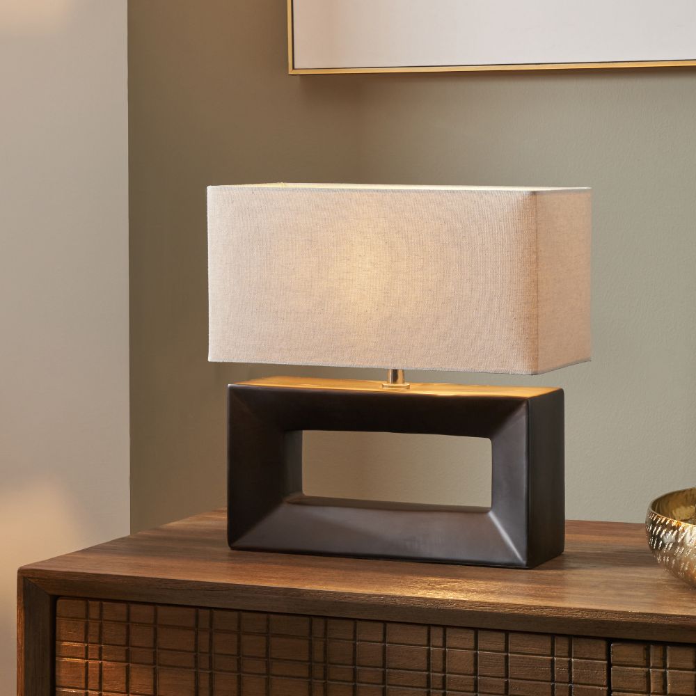 Ceramic Block Black Rectangular Table Lamp