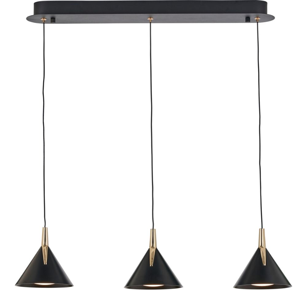 Astarion Matte Black and Gold 3 Drop LED Pendant
