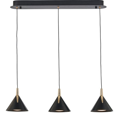 Astarion Matte Black and Gold 3 Drop LED Pendant