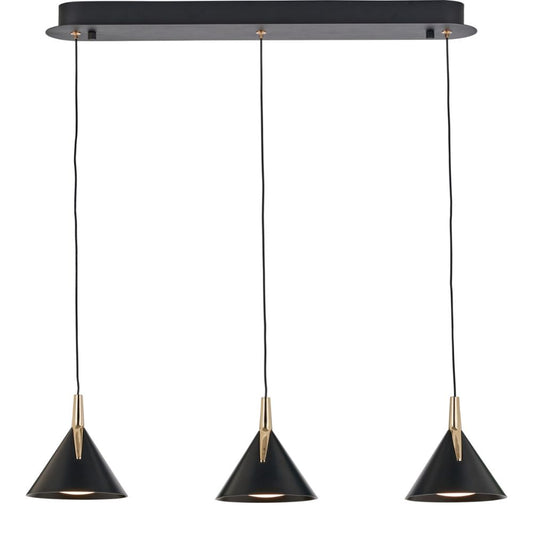 Astarion Matte Black and Gold 3 Drop LED Pendant