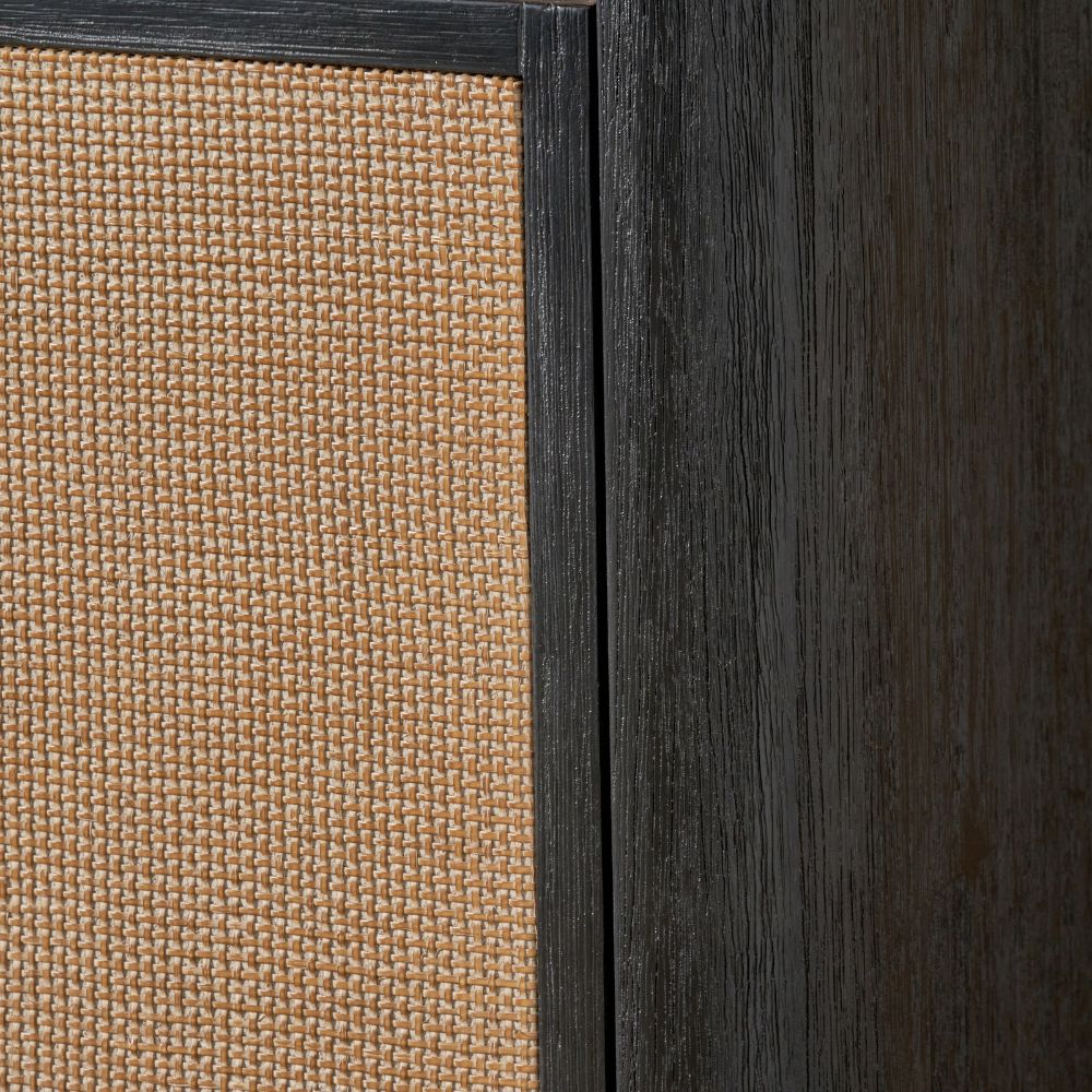 Fiji Black Acacia Wood 2 Door 6 Niche Display Cabinet