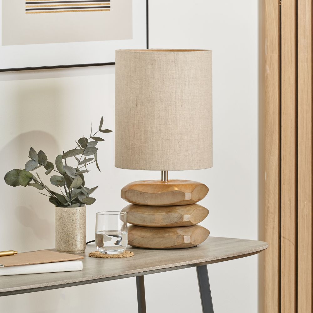 Amir Mango Wood Natural 3 Pebble Table Lamp
