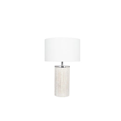 Haley Wood White Wash Column Table Lamp