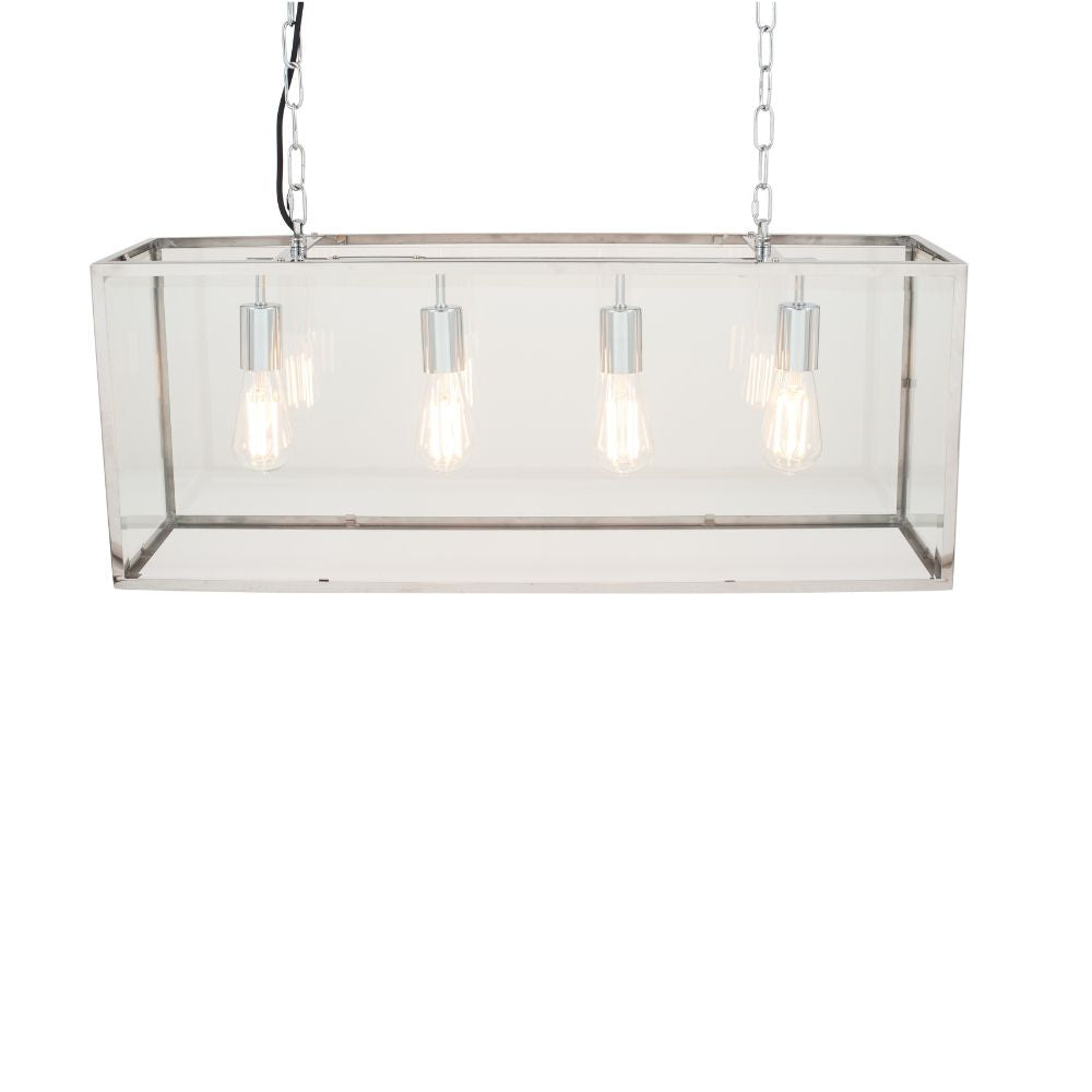 Llewellyn Silver Metal and Glass Four Bulb Pendant