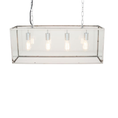 Llewellyn Silver Metal and Glass Four Bulb Pendant