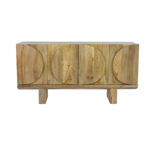 Aranya Solid Wood Oval Design 4 Door Sideboard