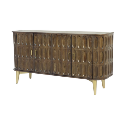 Aranya Solid Wood Oval Tile 4 Door Sideboard