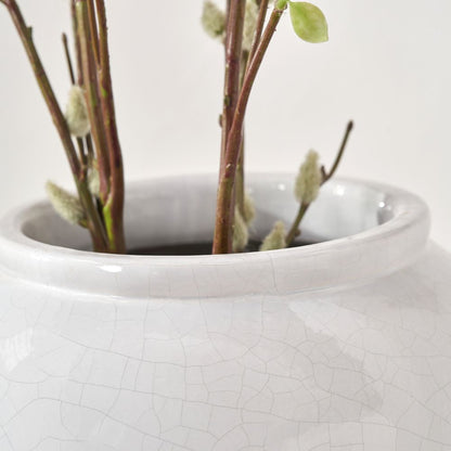 Willow White Leaf Detail Stoneware Vase