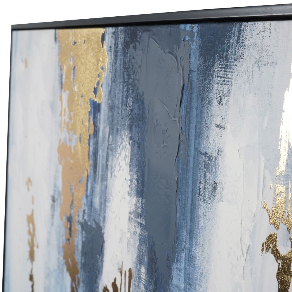 Urbanite  Canvas Blue Distressed Foiled Framed Wall Art