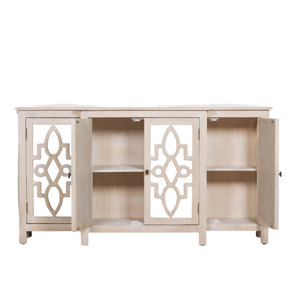 Solmere 4-Door Mirrored Breakfront Mango Wood Sideboard