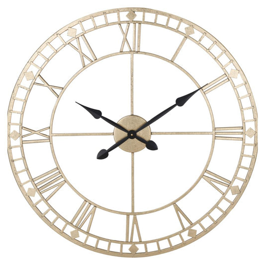 Metal Antique Gold Round Wall Clock Large