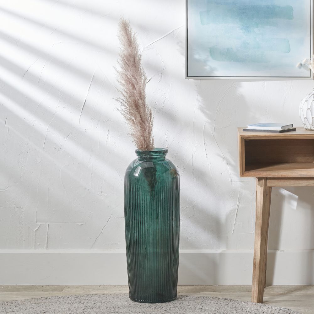 Recycled Glass Ribbed Vase Tall