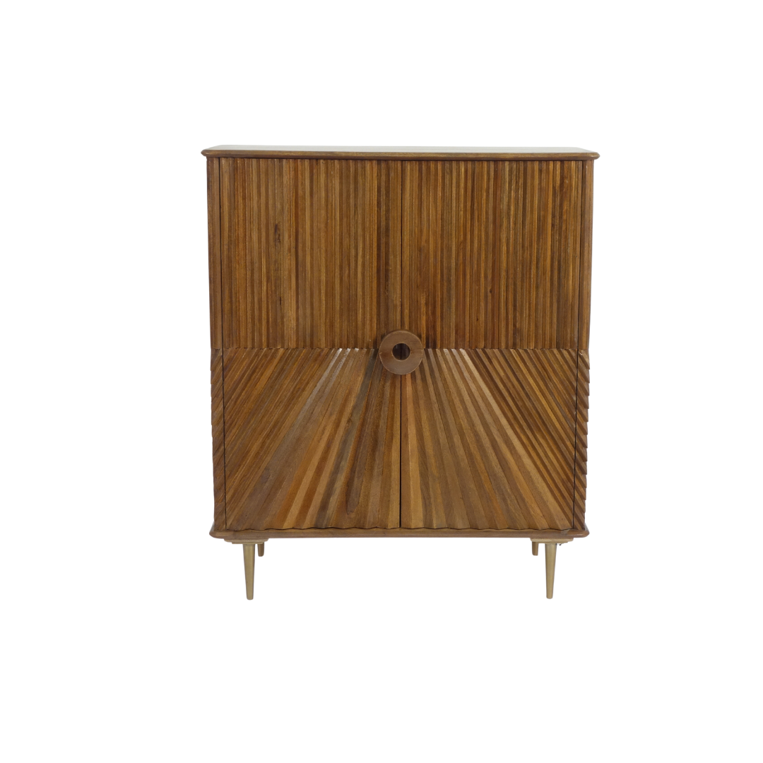 Aranya Solid Wood 2 Door Chip Pattern Cabinet