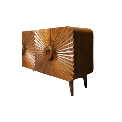 Aranya Solid Wood 4 Door Carved  Sideboard
