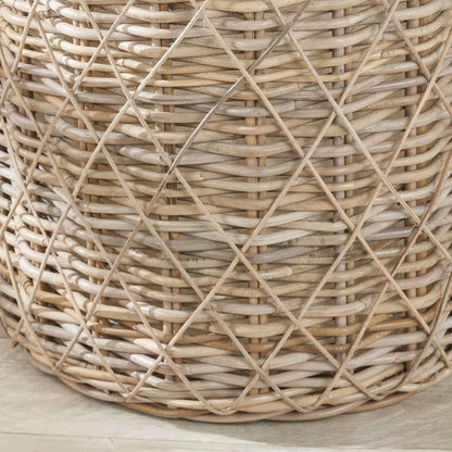 Rattan Brown Round Linen Basket