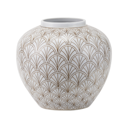 Barbier White Art Deco Fan Ceramic Vase