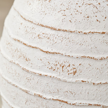 Fibrestone White Wash Decorative Ribbed Large Vase