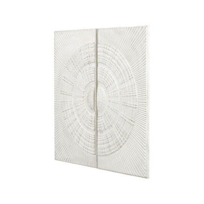 Antique White Moulded Metal Circle Wall Art