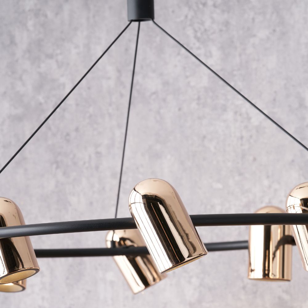 Xena Black and Rose Gold Metal 8 Light LED Pendant