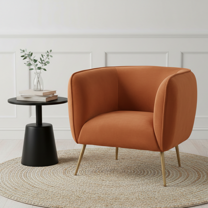 Lucca Velvet and Metal Armchair