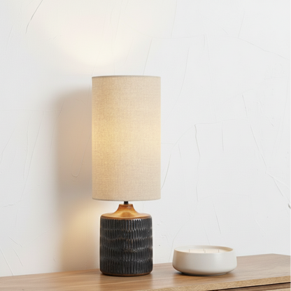 Alaric Mango Wood Antique Black Wash Table Lamp