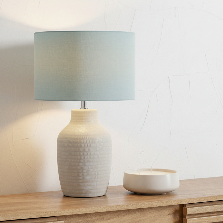 Kai Duck Egg Textured Tall Ceramic Table Lamp