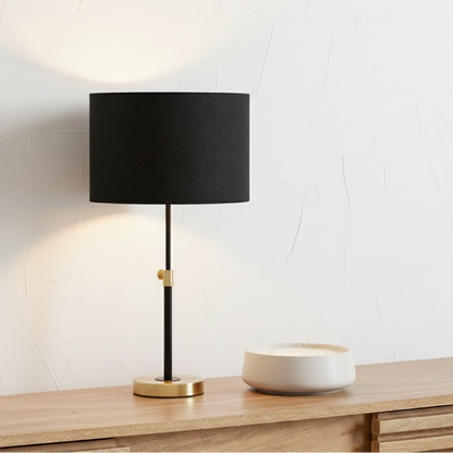 Bryce Black and Gold Metal Rise and Fall Table Lamp