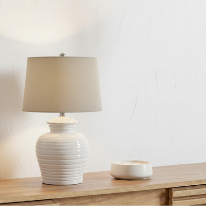White Ceramic Pot Table Lamp