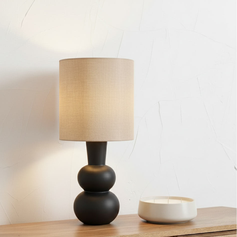 Aaliyah Ceramic White Curved Bottle Table Lamp