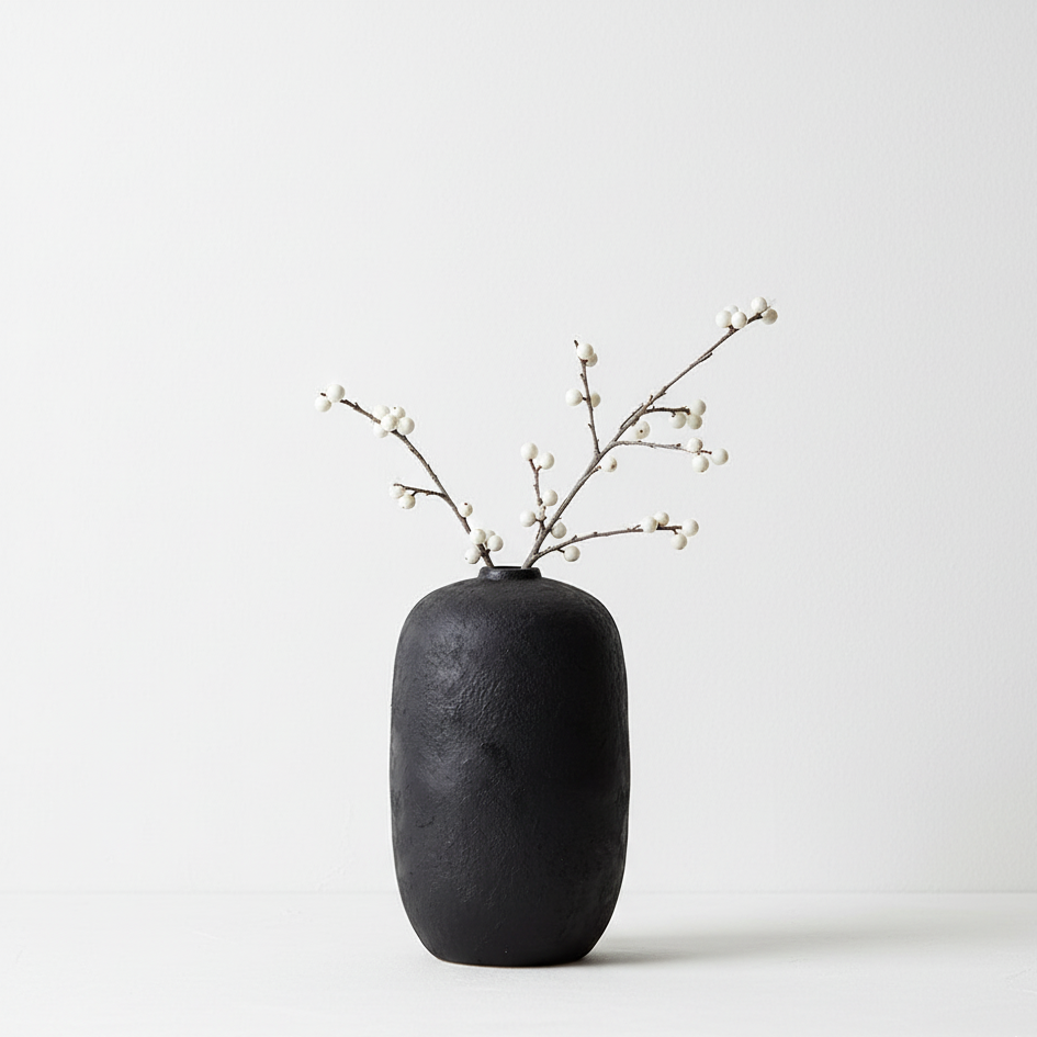 Fibrestone Black Decorative Tall Vase