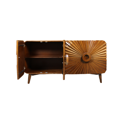 Aranya Solid Wood 4 Door Carved  Sideboard