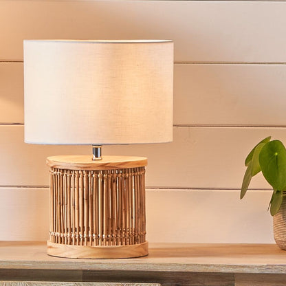 Sorbus Natural Ribbed Small Table Lamp