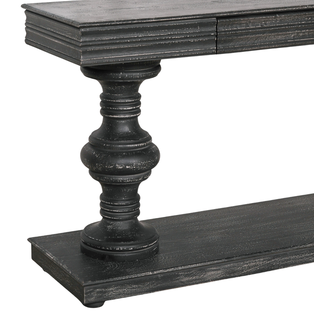 Solmere Distressed Black Mango Wood 180cm Console Table