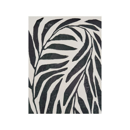 Canvases Black Leaf Print with Black Frames (Set of 2)