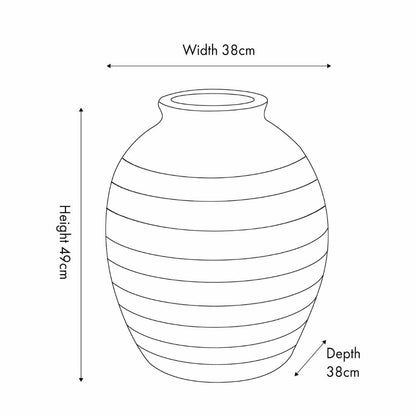 Fibrestone White Wash Decorative Ribbed Large Vase