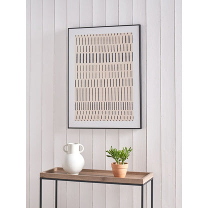 Canvas Natural with Black Stripe Pattern and Black Frame