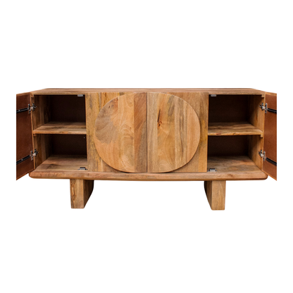 Aranya Solid Wood Oval Design 4 Door Sideboard