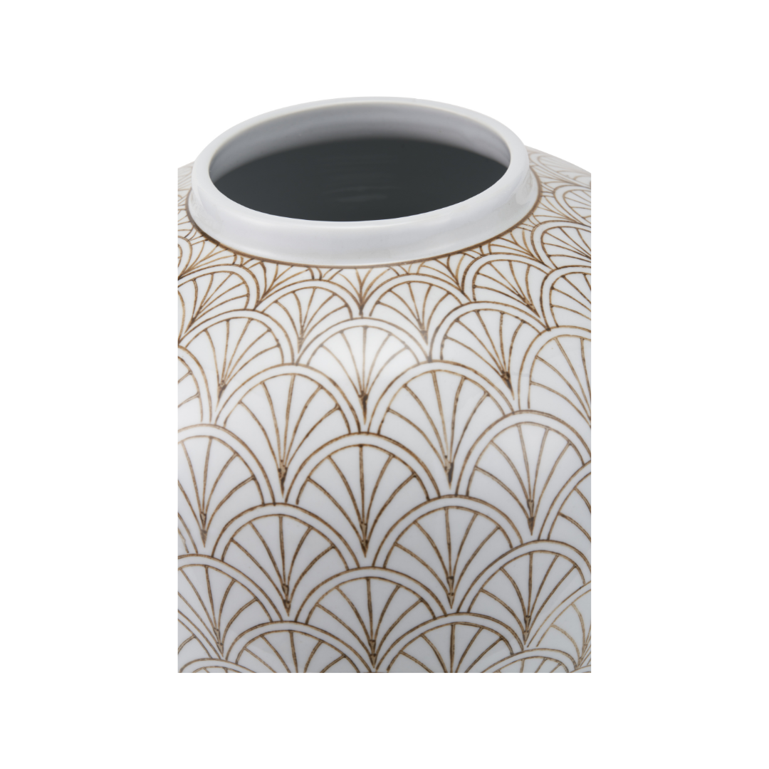Barbier White Art Deco Fan Ceramic Vase