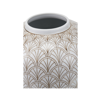 Barbier White Art Deco Fan Ceramic Vase