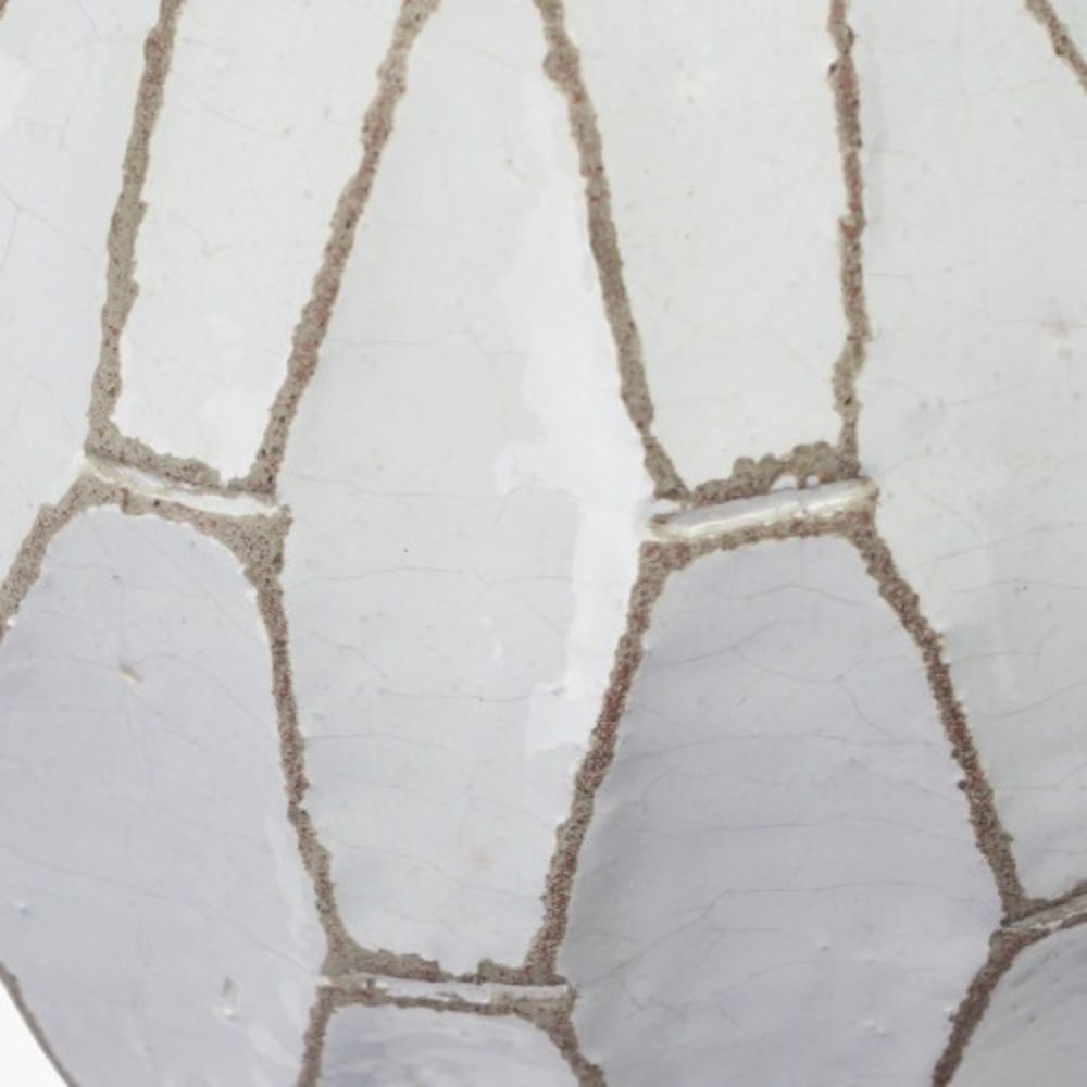 Gaudi Stoneware White Geometric Design Vase