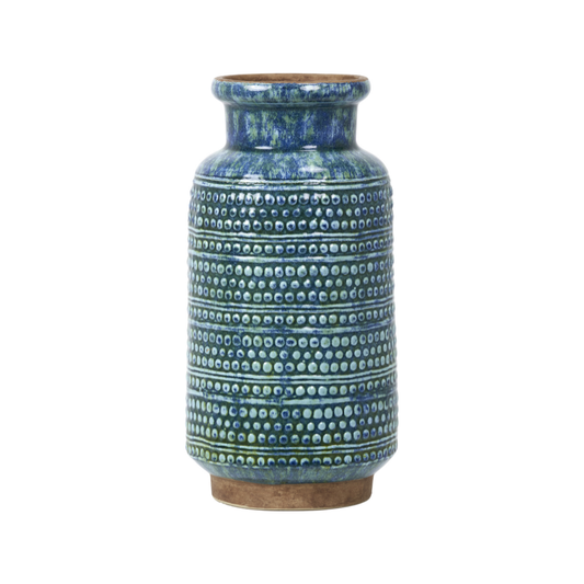 Theano Dot Design Blue Glaze Vase