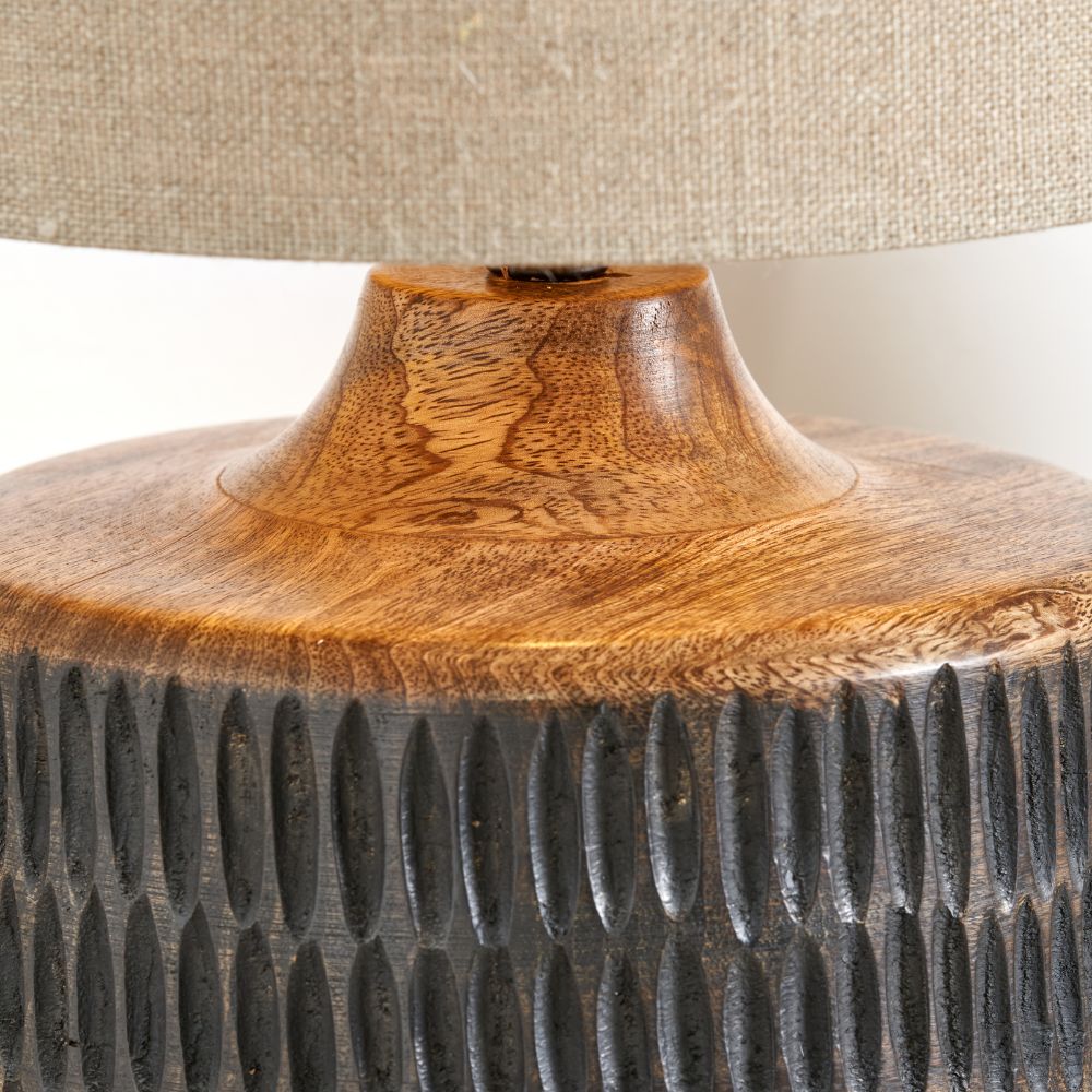 Alaric Mango Wood Antique Black Wash Table Lamp