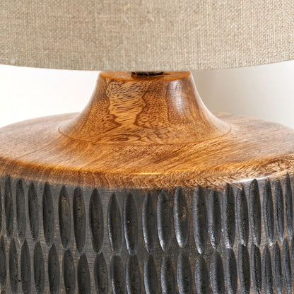 Alaric Mango Wood Antique Black Wash Table Lamp