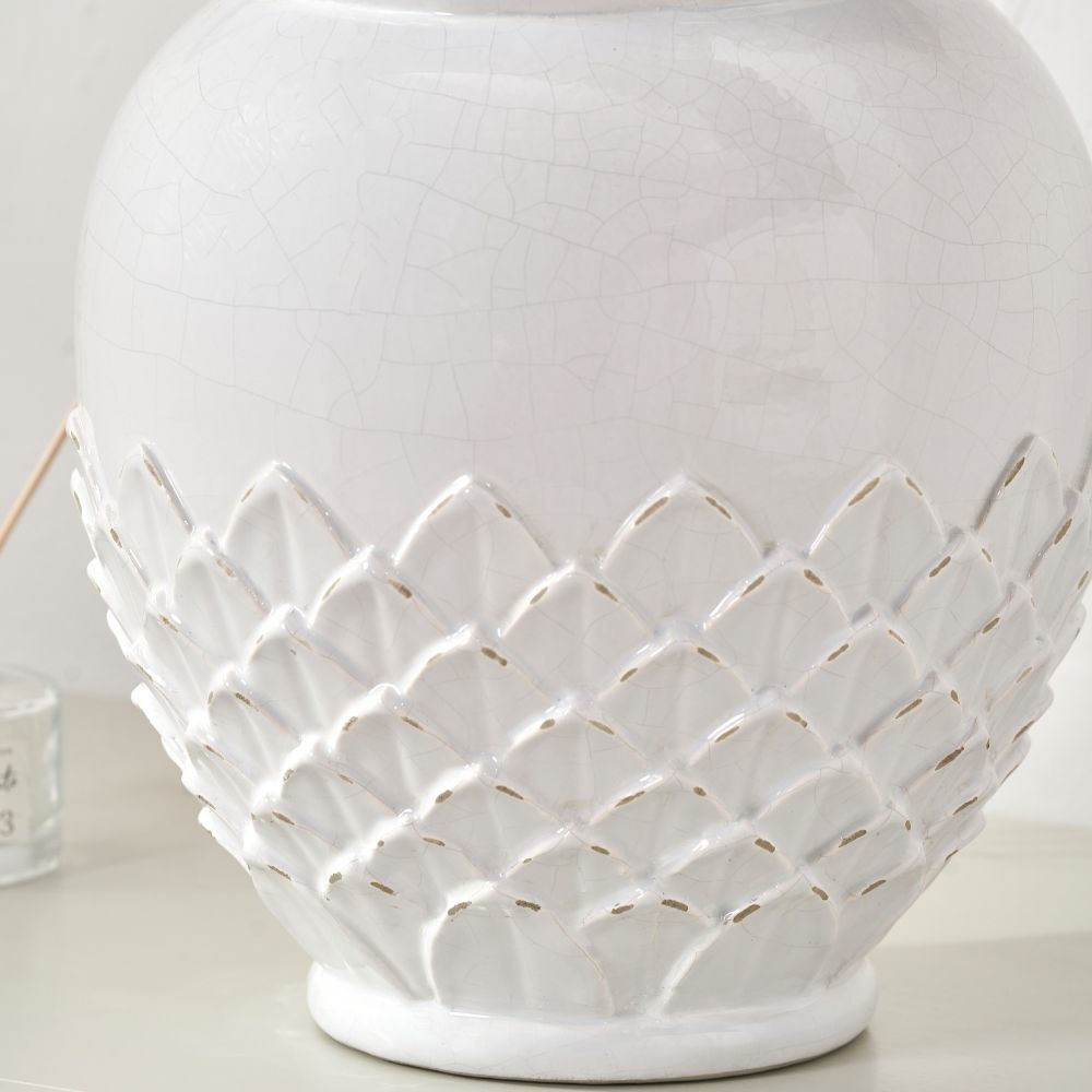Willow White Leaf Detail Stoneware Vase