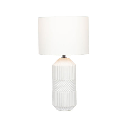 Meribel White Geo Textured Tall Ceramic Table Lamp