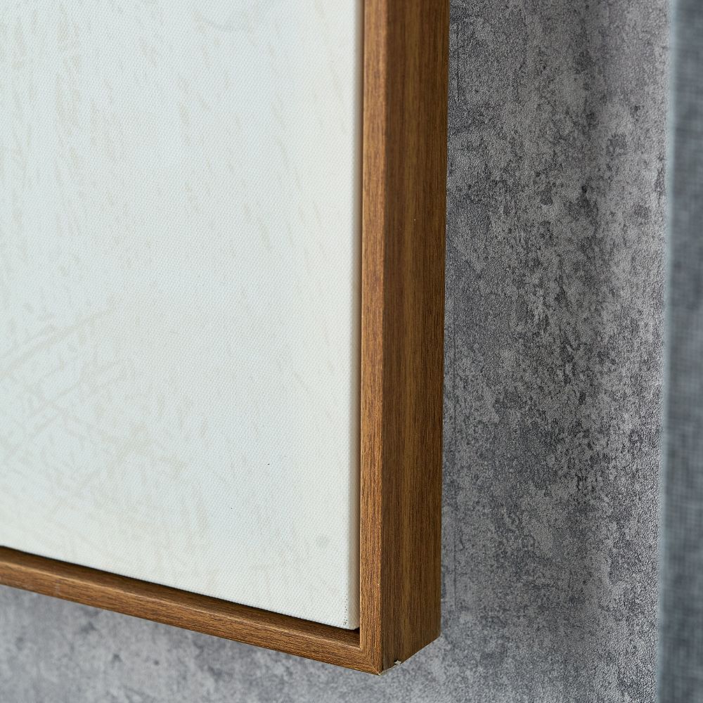 Abstract Square Canvas White and Terracotta with Oak Effect Frame