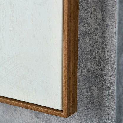 Abstract Square Canvas White and Terracotta with Oak Effect Frame
